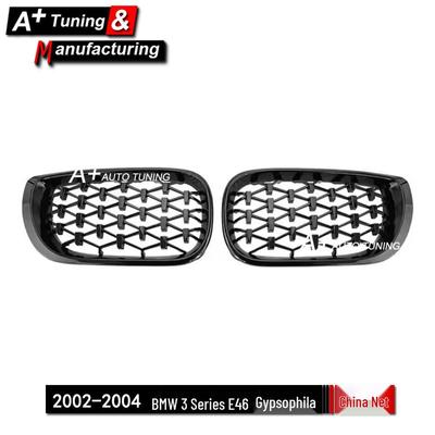 Glossy Black Star-Studded Grille for BMW 3 Series E46 (2002-2004) 4-Door.