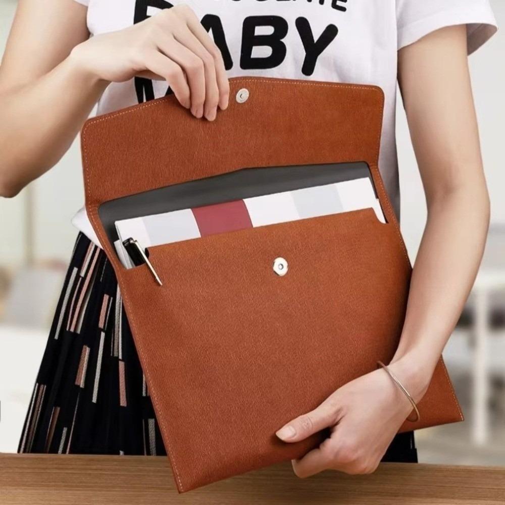 A4 Business Folder PU Leather Document Pouch Portable Storage Bag School and Office Supplies