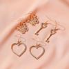 Hollow Hook Earrings Women Girls Dangle Heart Key Eardrop Party Jewelry Gift Heart