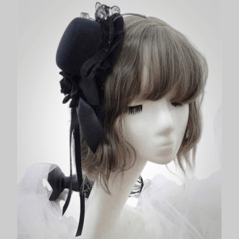 Punk Rose Flower Hairpin With Lace Hat Design Cosplay Costume Hair Clip For Teens Adult Theme Occasion Photography Wear