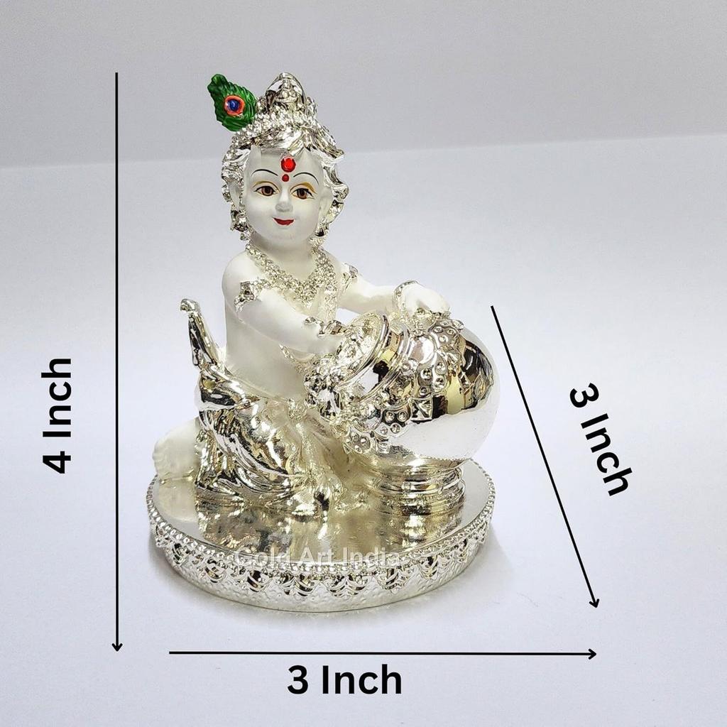 Makhan Krishna | Idol for Home Decor| Laddu Gopal Murti for Gifting | Small Statue for Office Desk | Makhan Chor Idol | Bal Gopal Idol for Puja