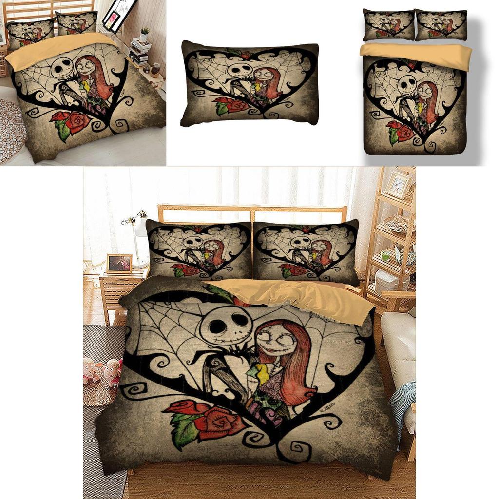 Luxurious Nightmare Before Christmas Duvet Cover With Pillow Cases Quilt Cover Bedding Set For Halloween Enthusiasts