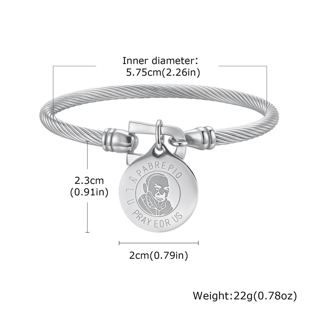 Vnox Einzigartige Edelstahlarmbänder für Damen Herren, Padre Pio Katholischer Heiliger Runde Accessoire Armbänder, Religiöses Schmuckset Geschenke