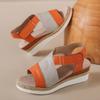 Large size wedge heel fish mouth sandals women's summer new buckle outside wearing beach cool slippers eay