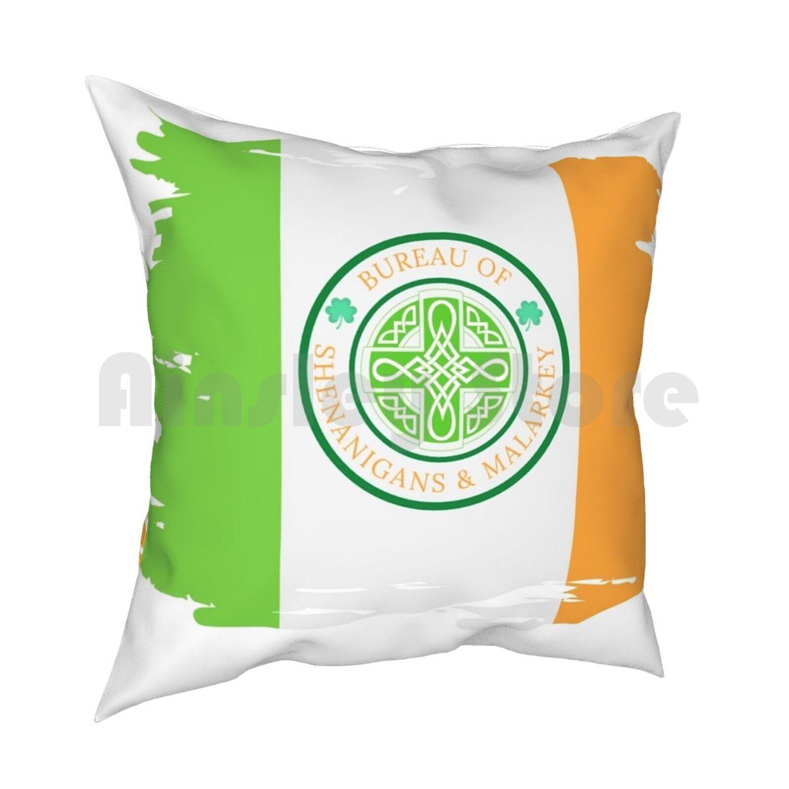 Bureau Of Shenanigans Malarkey Pillow Case Printed Home Soft Throw Pillow Irish Flag Shenanigans Malarkey Fun Bureau 30cmx30cm