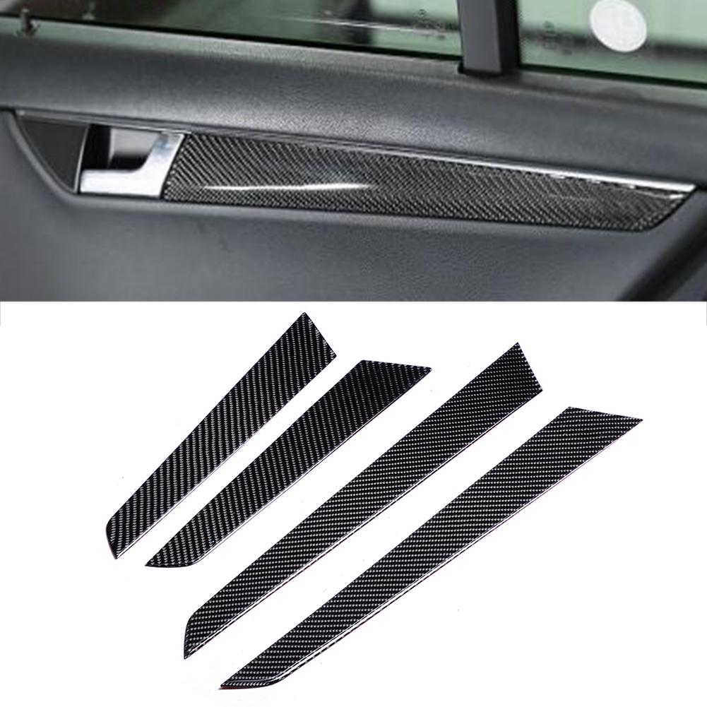 4PCS Interior Door Panel Cover Trim Real Carbon Fiber Fit for Mercedes C Class W204 07 13