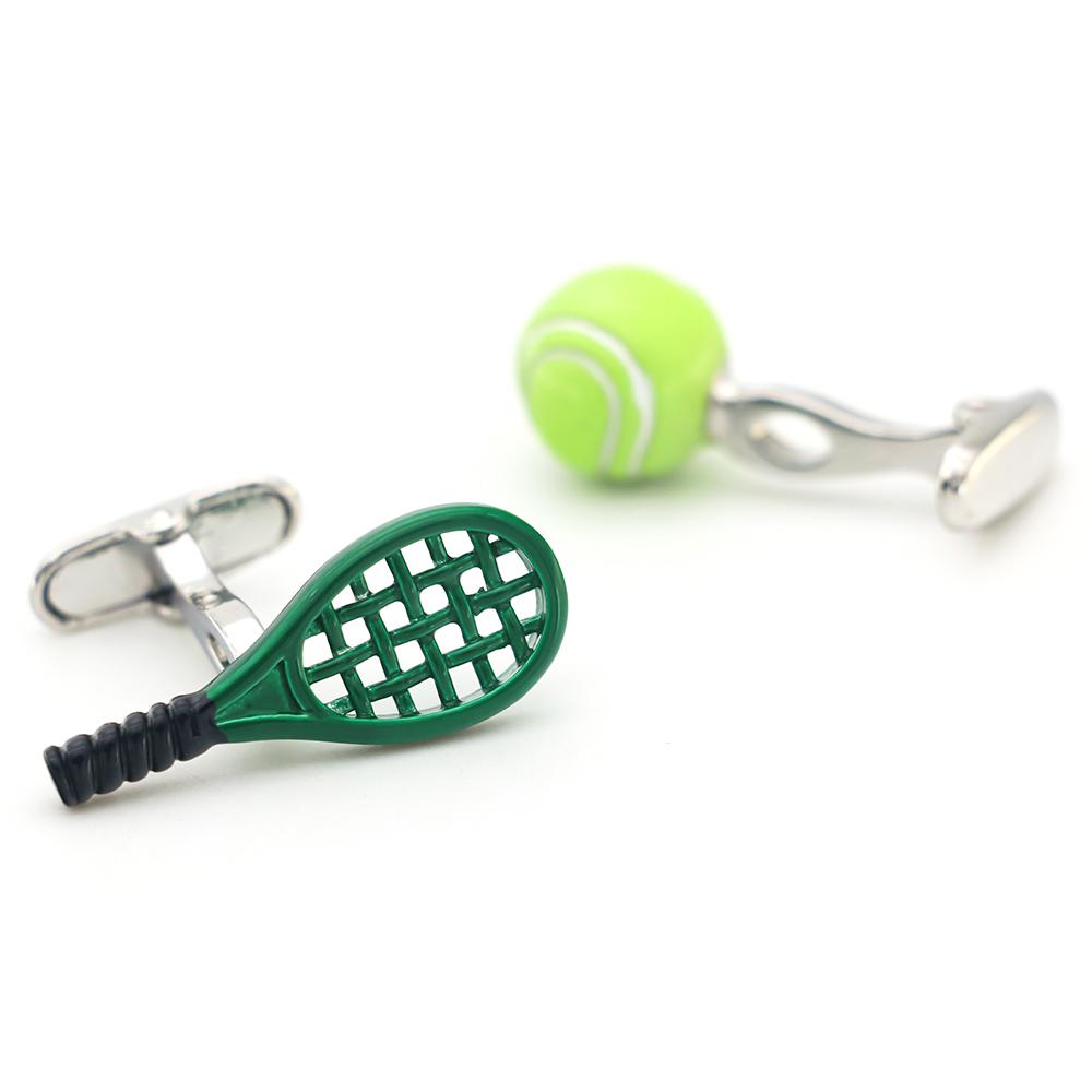 Igame Tennis Cuff Links Quality Brass Material Green Color Tennis Racket Design Cufflinks Wholesale  Retail