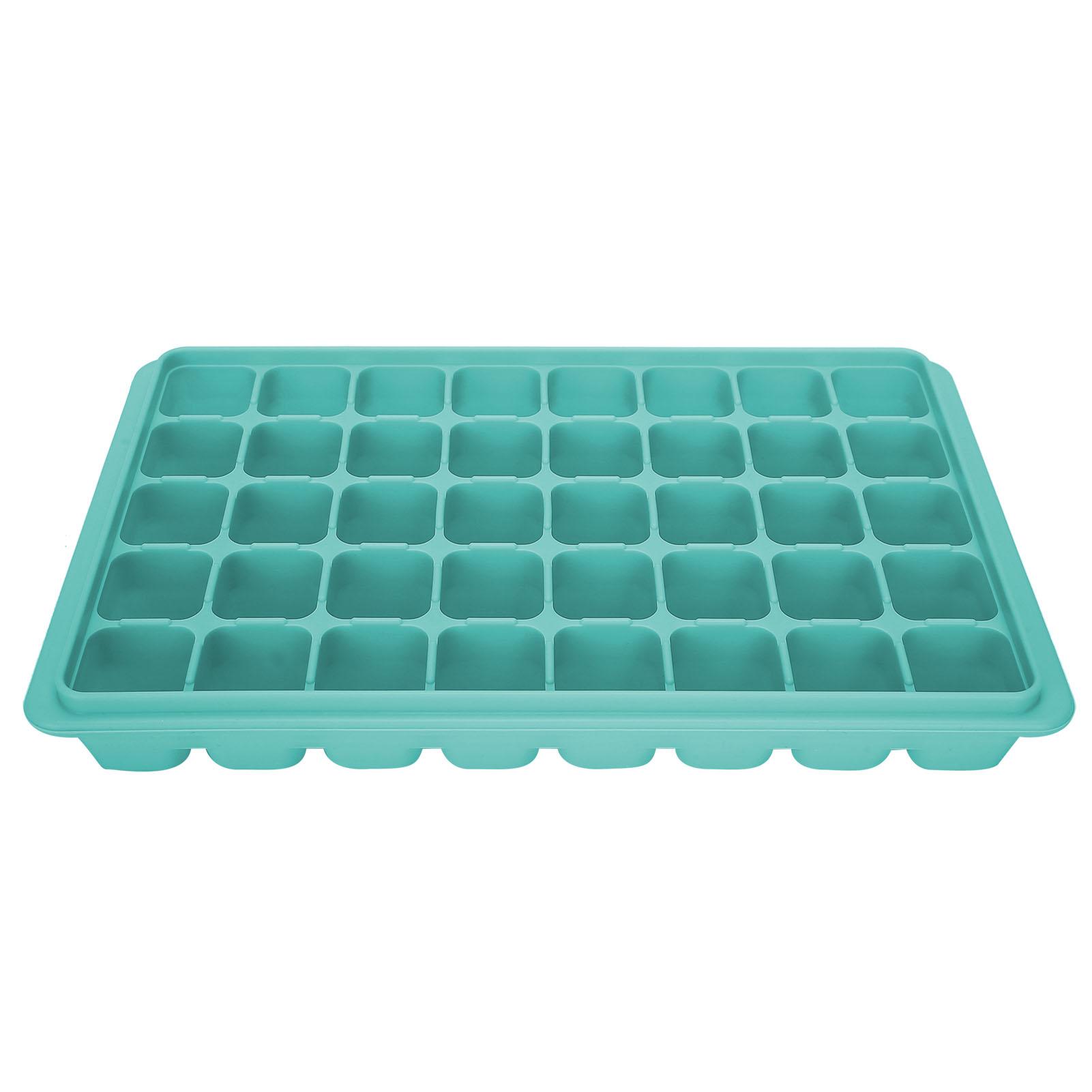 

Ice Cubes Tray Molds Reusable 40 Cavity Silicone Ice Cubes Molds with Covers for Home KitchenVerdigris Color