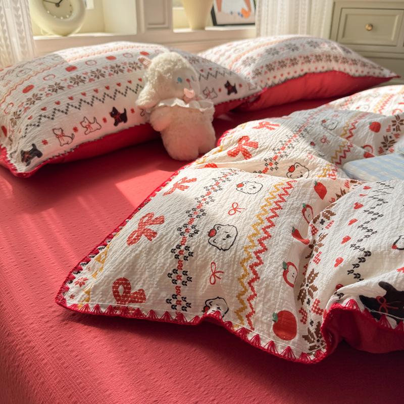 Class A Maternal And Infant Grade Cotton Double-Layer Gauze Shell Edge, Pure Cotton Quilt Cover Student Dormitory Bed