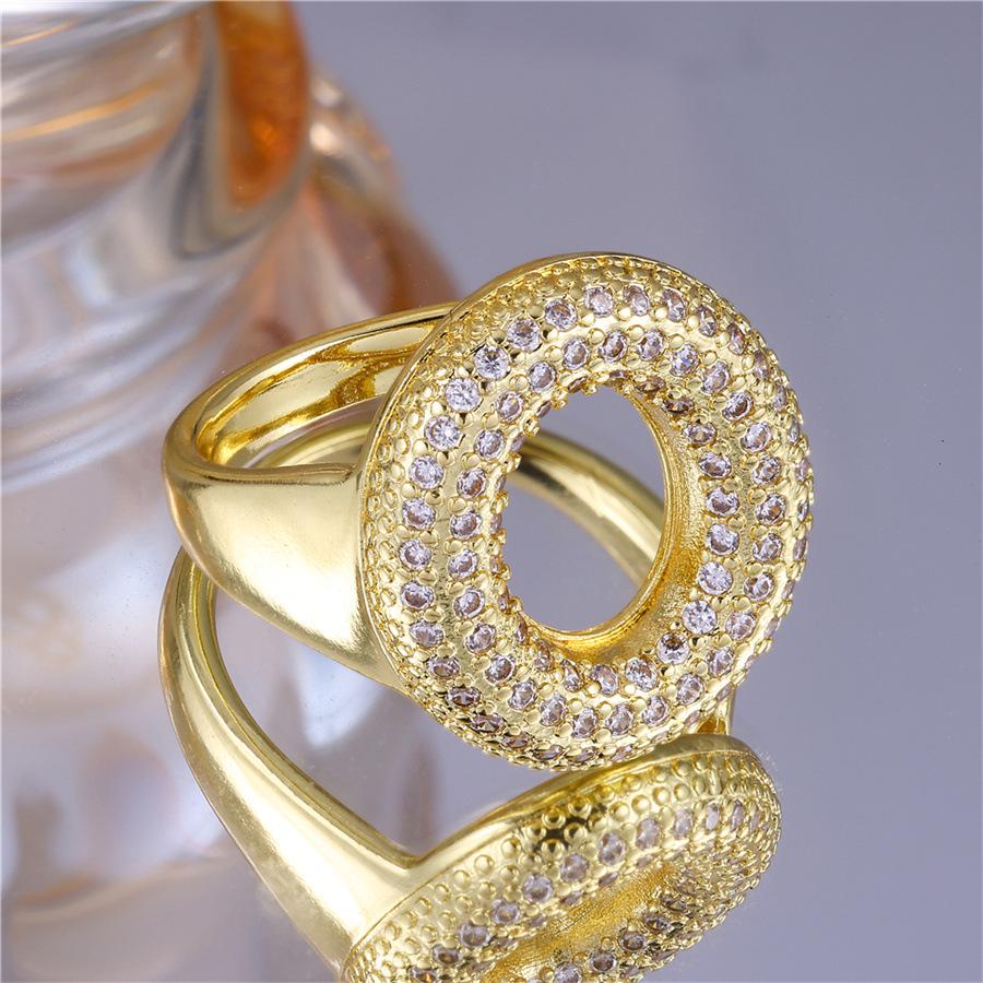 Zirkon Kupfer Mikro-Eingefasst 26-Buchstaben Offener Ring - Europäischer & Amerikanischer Weihnachtsschmuck