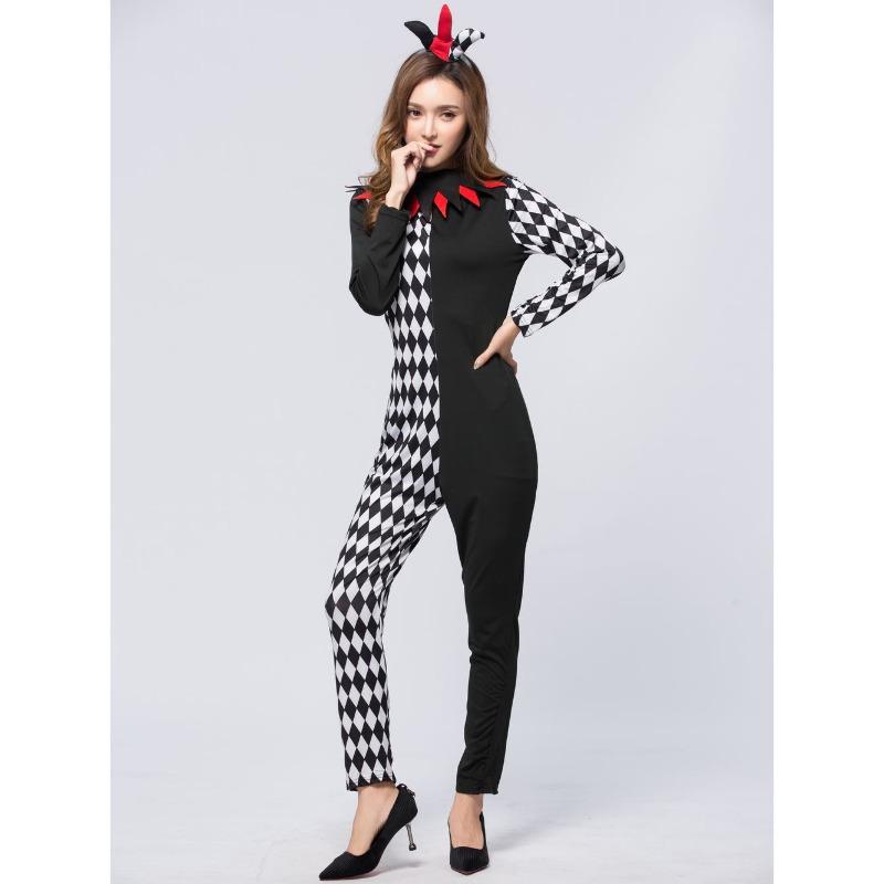 Halloween costumes, stage uniforms, and striped evil clown costumes