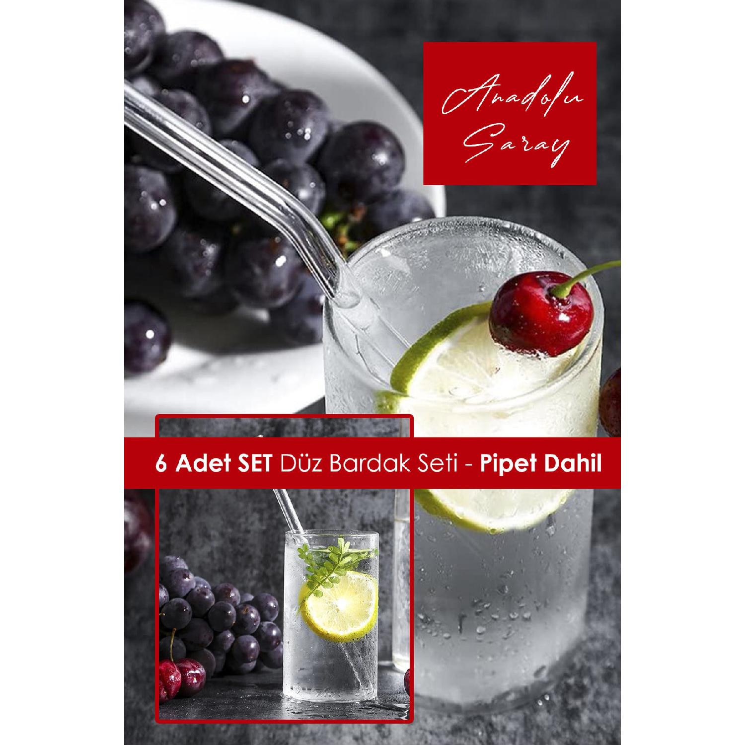 

Set Of 6 Heat-resistant Borosilicate Glass Straight And Round Shaped Coffee Serving Cups With Straws - 6 Pcs