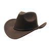 Vestlig Cowboyhatt for Menn Kvinner Filt Bredbremmet Cowgirlhatt med Sølvperler Rull opp Fedora-hatt for Wild West Kostymefest Halloween Cosplay