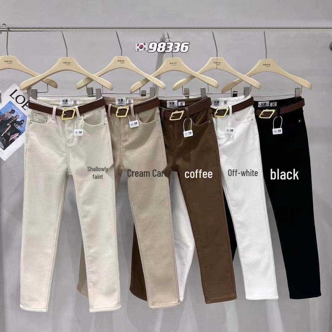 

2026 Autumn Fashion: Slim Fit High Waist Elastic Cropped Harem Jeans for Petite Figures 26 (80-90 lbs)