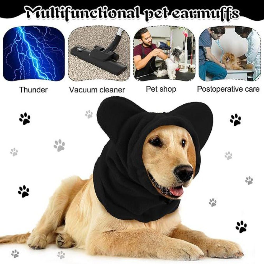 Adjustable Dog Fleece Hats Solid Color Dog Warm Caps Dog Ears Hoodie Caps Cold Weather