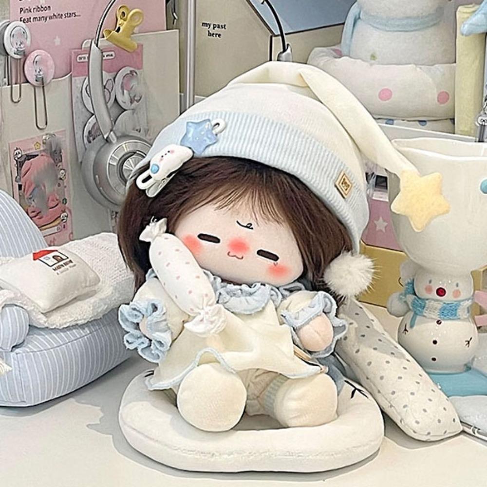 1 set Pajamas 20cm Cotton Doll Clothes Outfit Star Hat Cotton Doll's Clothes Brown Mini Plush Doll Clothes 20cm Cotton Doll