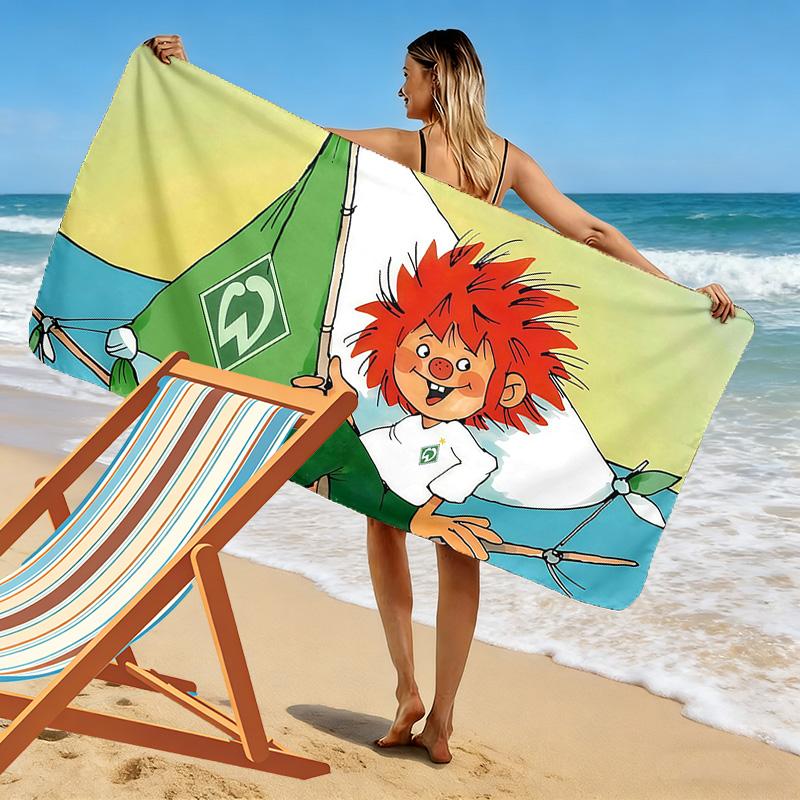 Pumuckl Print Beach Towel, Large Soft Quick Dry Towel for Beach Camping Swimming