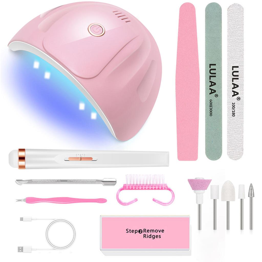 Electric Nail Polishing Machine Set Manicure Set With Light Portable With Battery Electric Manicure Art Tools For Gel Remover