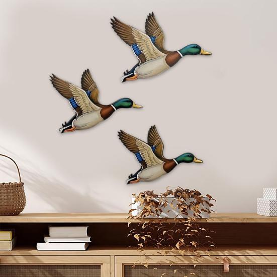 Wooden Beach Wall Art Vintage Sea Turtle Duck Bird Wall Decor Rustic Farmhouse Coastal Ocean Hanging Ornament for Living Room Bedroom