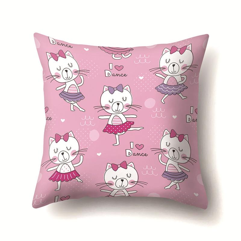 Cat Geometric Cute Single-sided Pillowcase Sofa Office Cushion Cover Living Room Waist Cover Bedroom Back Cover