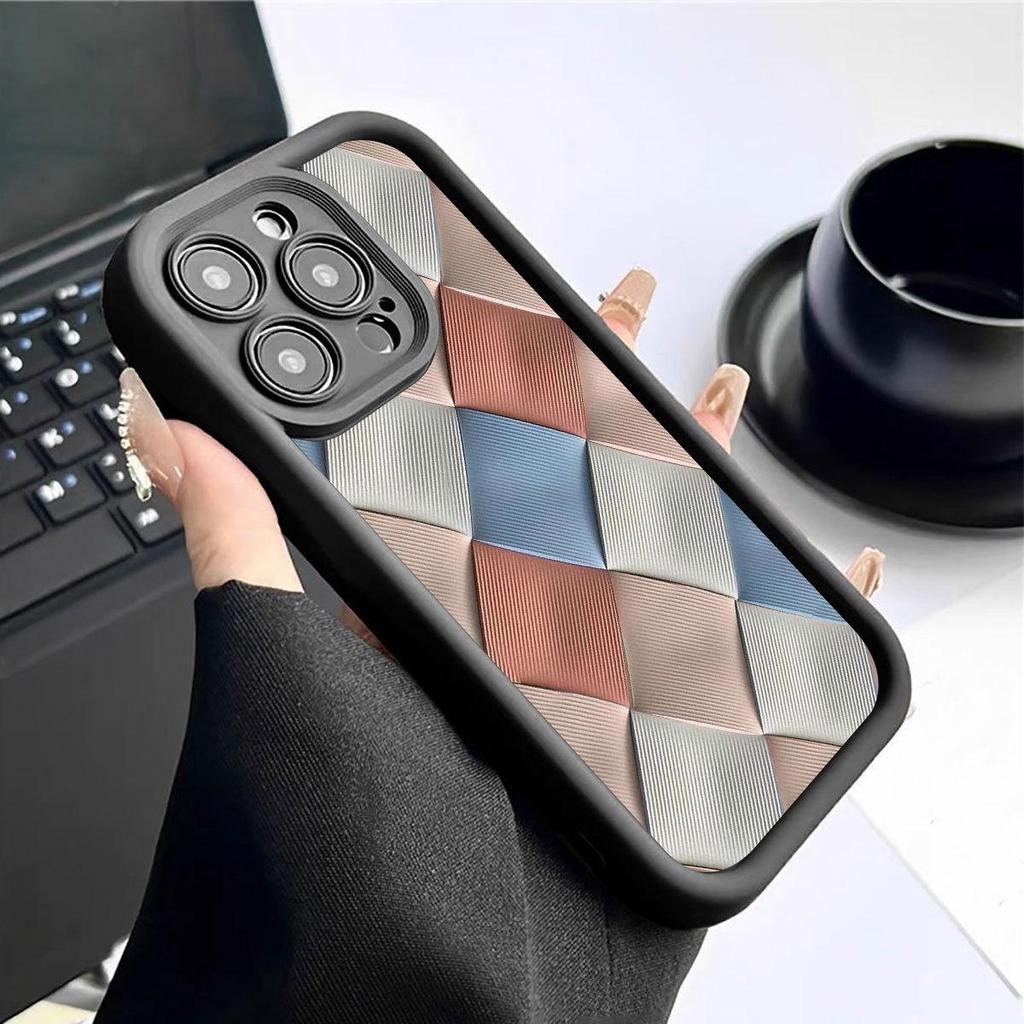 Colorful Diamond Block Step Groove Phone Case for iPhone 15/16/17 Pro Max
