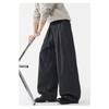 Mens Loose Retro Casual Drooping Straight Long Imitation Wool Trousers