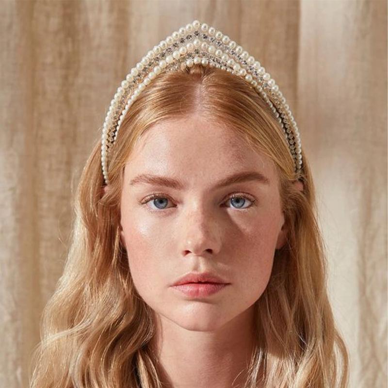 Elegant Pearl Hairband Exquisite Bridal Forehead Jewelry Wedding Hair Chain Headwrap Accessories For Women