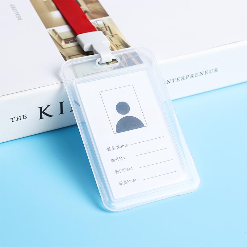 Double-Sided Transparent ID Card Holder with Lanyard for Student IDs and Bus Cards