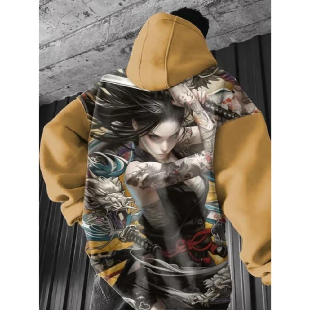 Modische Hoodies für Herren und Damen mit Wrestling Anime Charakter Print Pullover Lässiges Sweatshirt Oberteil Outdoor Langarm Kleidung