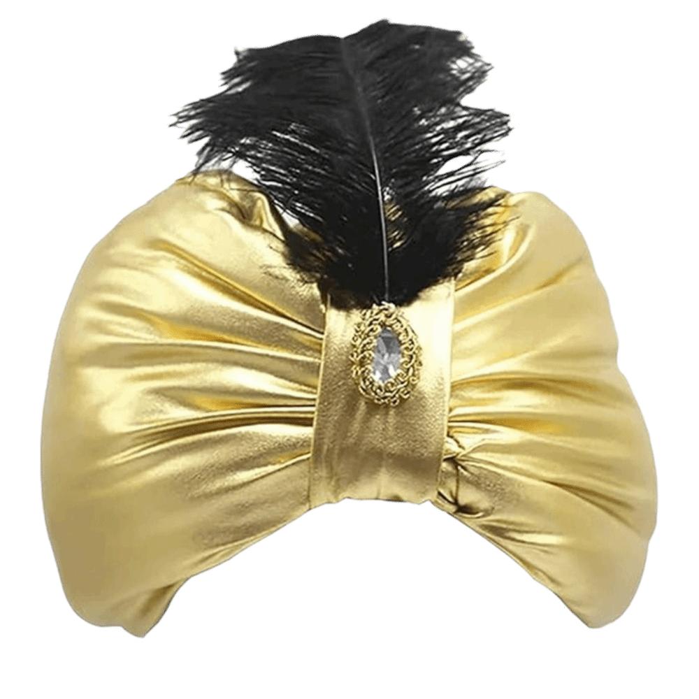 Creative Cotton Arab Hat Gold Pleated Sultan Hat Costume Headwear Head Wrap Party