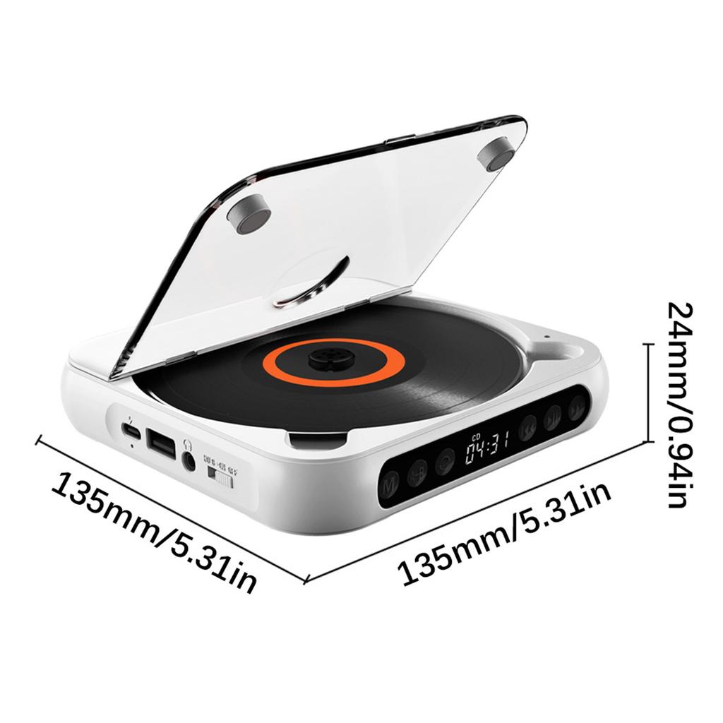 D Player Portable BT Music Player CD Runner with Dust Proof Cover A-B Repeat Timer Remote Control External Playback Function