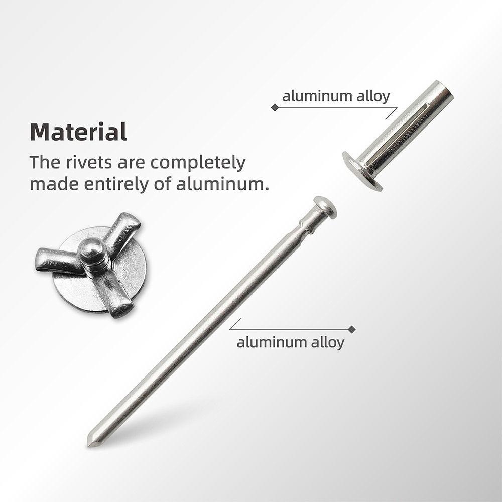 

50pcs Durable 3.2mm 4.0mm 4.8mm Folding Blind Rivet Tri-fold Round Head Aluminum Alloy Rivet Silver Exhaust Rivets 3.2x14mm-50pcs-