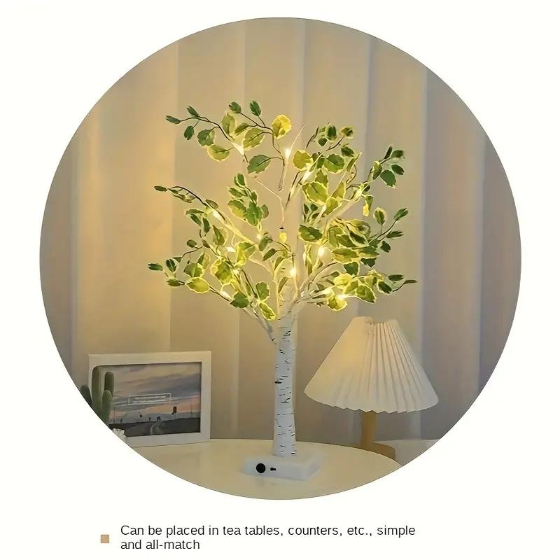 D5 Led Tree Light Indoor Simulation Green Leaves White Birch Tree Home Decoration Lights Christmas Party Popular Luminous Tree
