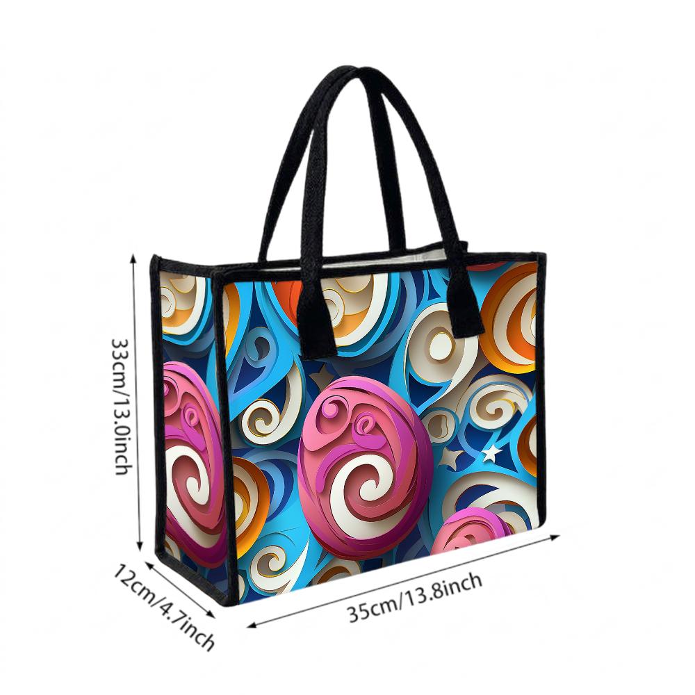 Colorful Swirl Printed Tote Bag Fashion Large Capacity Shoulder Bag Casual Daily Carry Bag for Shopping Travel Work