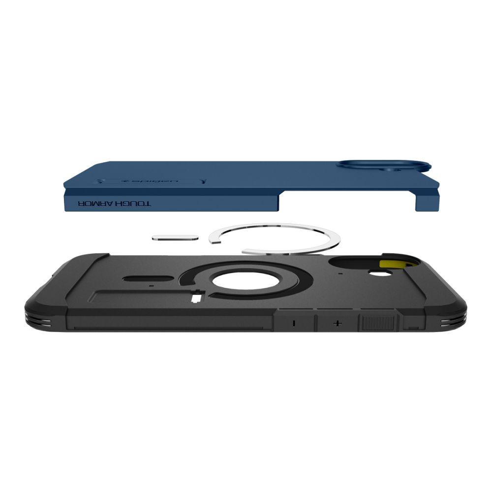 Spigen Tough Armor MagSafe Case with Stand for iPhone 16 - Blue