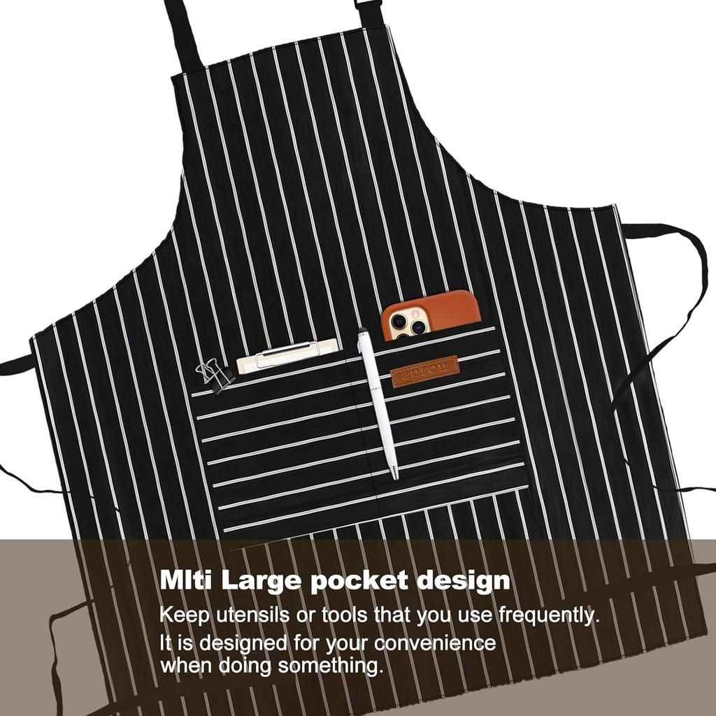 2-Pack Aprons for Women Men with Pockets, Adjustable Bib Kitchen Apron, Chef Aprons for Cooking Baking BBQ