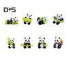 8Pcs/Set Bamboo Panda Figurine PVC Sitting Lying Lucky Panda Statue Sculpture Mini Animal Model Home Office Desktop Decoration Ornament