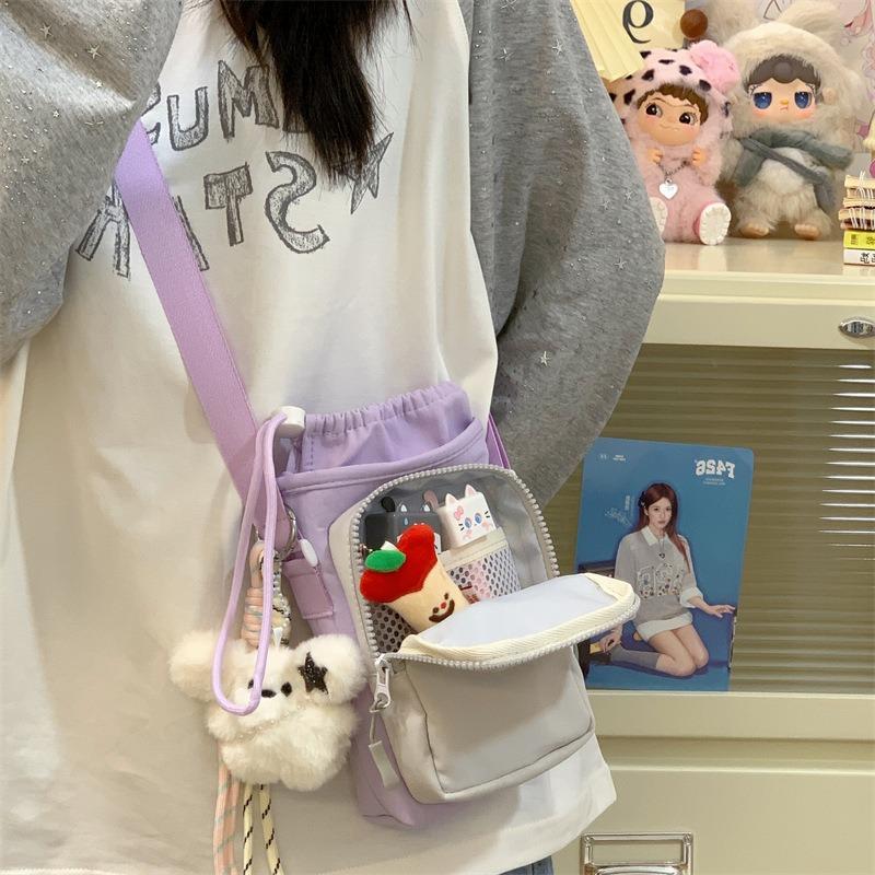 Dopamine contrasting small bag women's new commuter messenger bag outdoor cycling yoga sports water cup bag shoulder bag