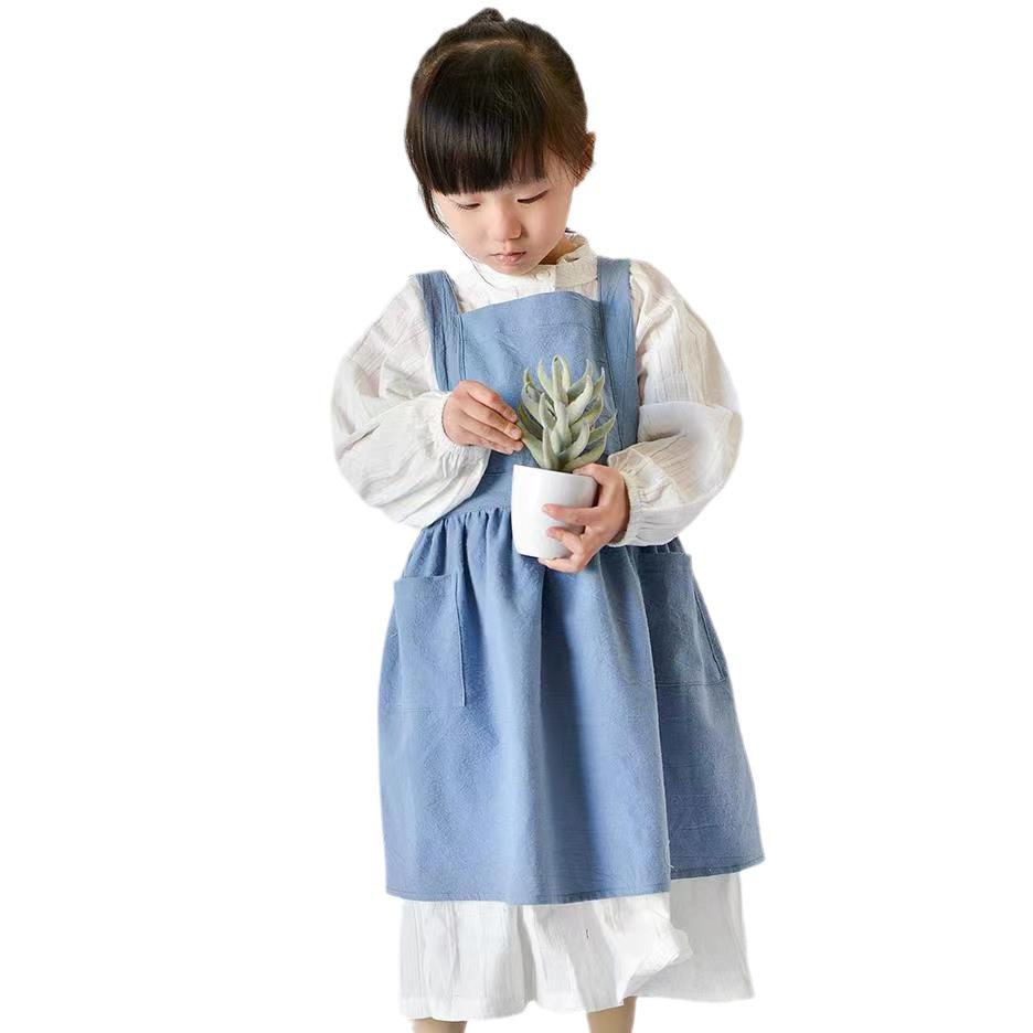 Floral Long-Sleeve Cotton Apron for Women - Japanese Style Cooking Cover-Up