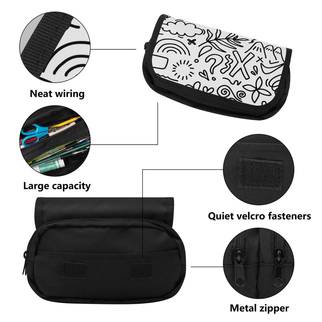 Pen Case Large Capacity 300D Polyester Smooth Zipper with Two Storage Layers for Pens Stationery Accessories for Classroom Use