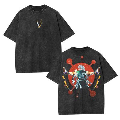 Uzui Tengen Demon Slayer Graphic T-shirt For Men Women Clothing Anime Harajuku Washed T Shirt Oversized Short Sleeve Cotton Tees