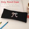Polyester Bow Pencil Case With Large Capacity For Students And Girls