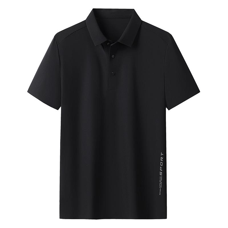 Middle-aged Men's Summer Nylon Thin Business Men's Casual Loose Short-sleeved T-shirt Lapel Polo Shirt