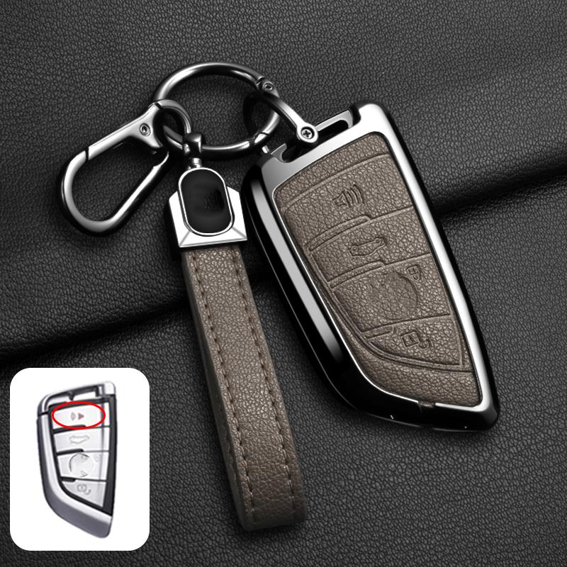 Goat Leather Zinc Alloy Car Key Case For Bmw X1 X3 X4 X5 G05 X6 X7 G20 G30 G11 F48 520 525 118I 218I 320I Key Case Car Key Fob