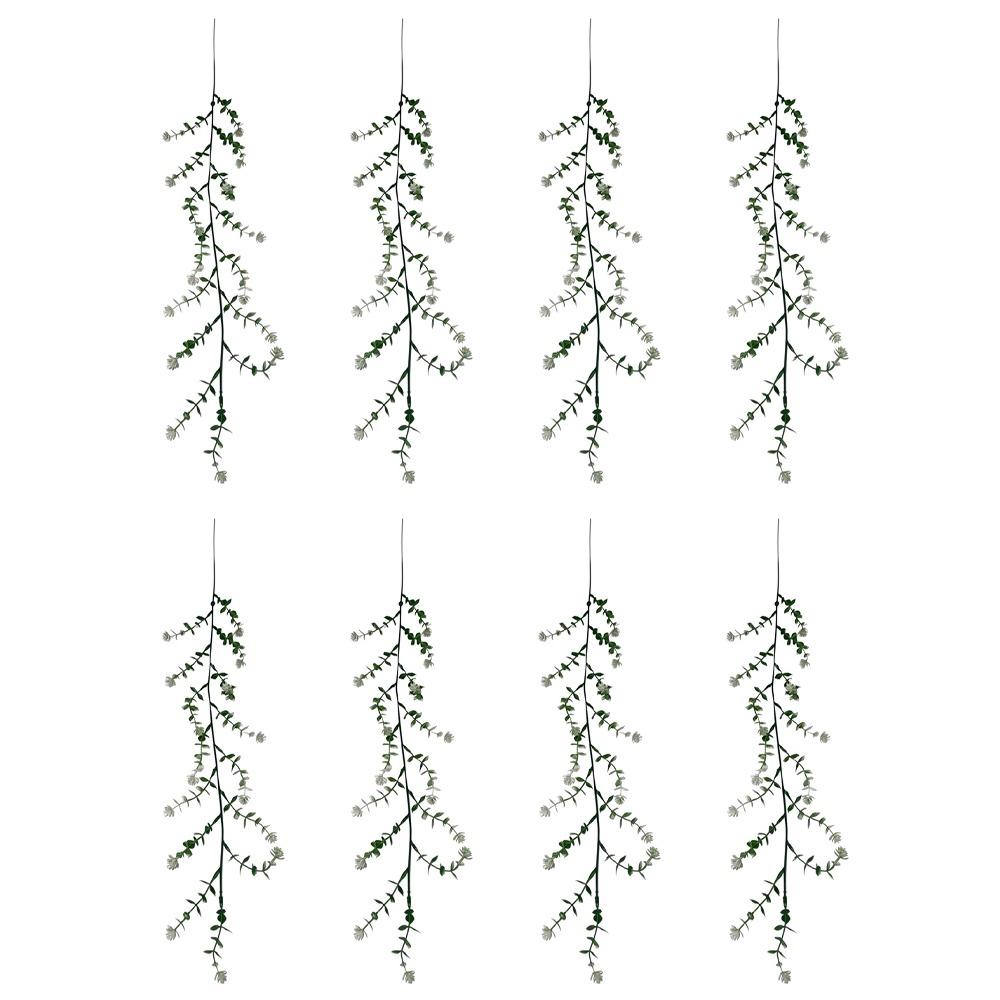8pcs Eucalyptus Leaves Camellia Hanging Wall Vine UV Resistant Faux Greenery Wall Decoration белый