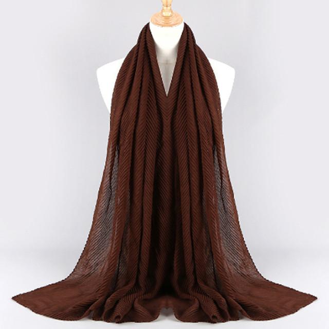 HongBiTu Frauen Reine Farbe Schal Wrap Schal Stola Falten Streifen Hals Wraps Islam Muslim WJ005