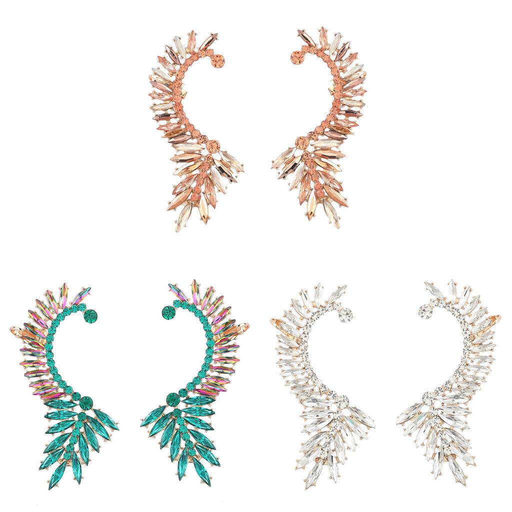 Geometric Alloy Earrings With Rhinestone Accents For Women Spring