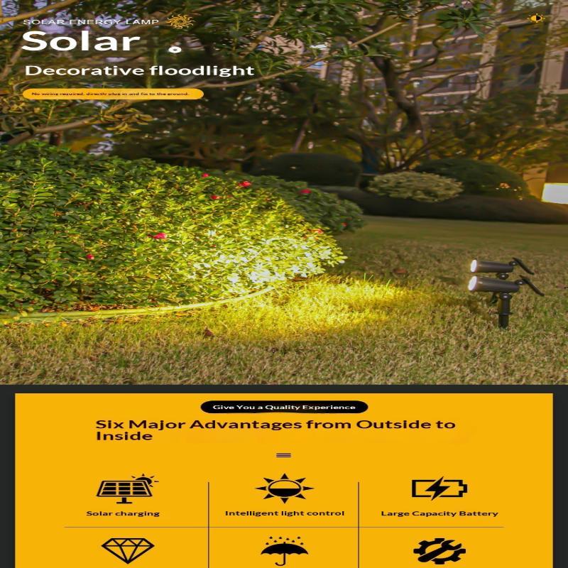 Solar Garden Spotlights Waterproof Adjustable Head Yard Lawn Landscape Lighting