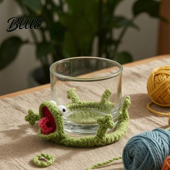 Accessorio per Scrivania Kit Uncinetto Fai da Te Lucertola Sottobicchiere Lavorazione a Maglia a Mano Animali Artigianato Decorativo Tazza da Bevanda Tazza da Caffè Sottobicchiere per Adulti Maglia per Principianti