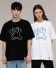 GRAVER [Unisex] Big Line Bear Smile Short Sleeve T-Shirt_Black